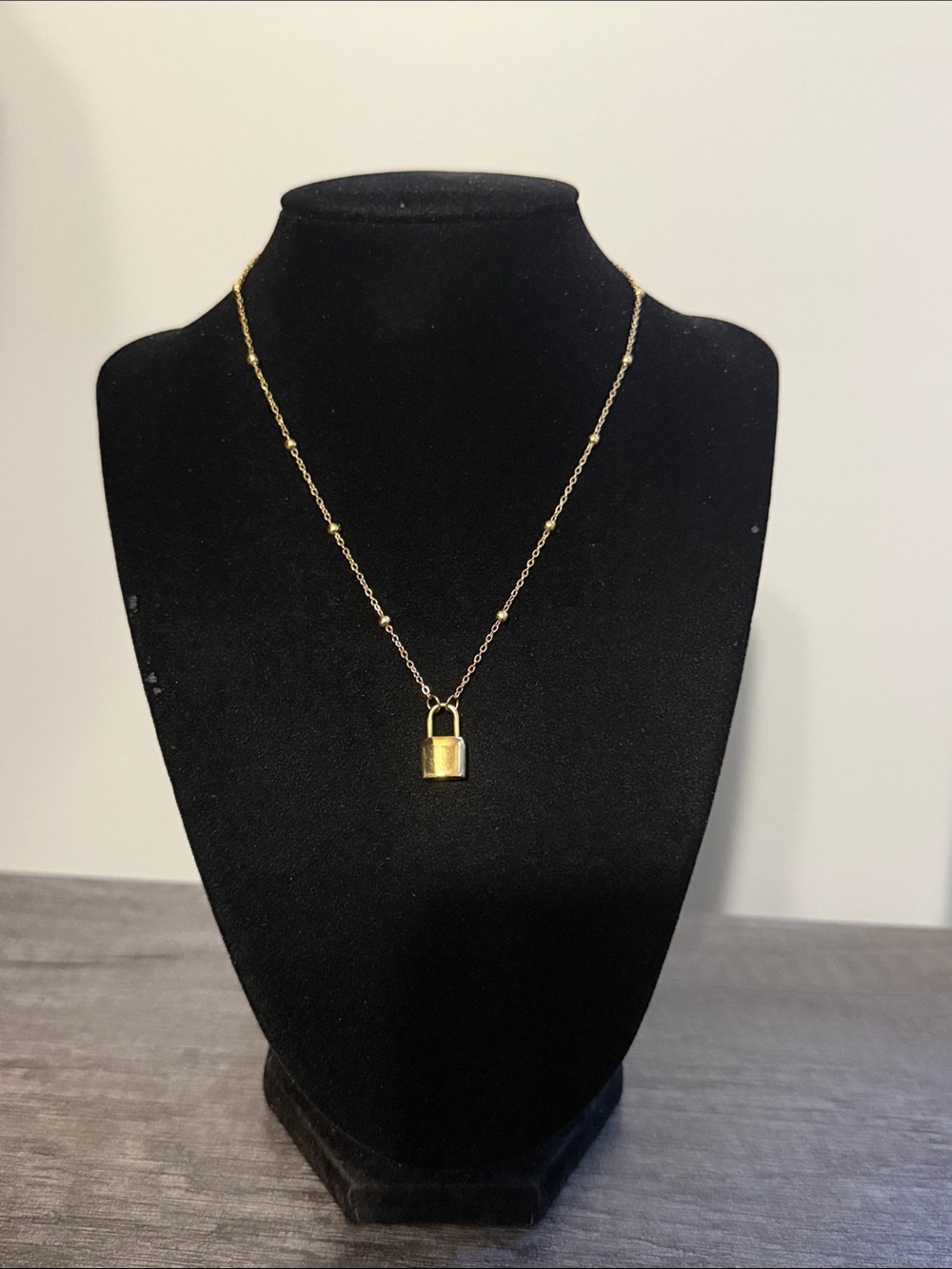Gold Plated Stainless Steel Lock Pendant Necklace
